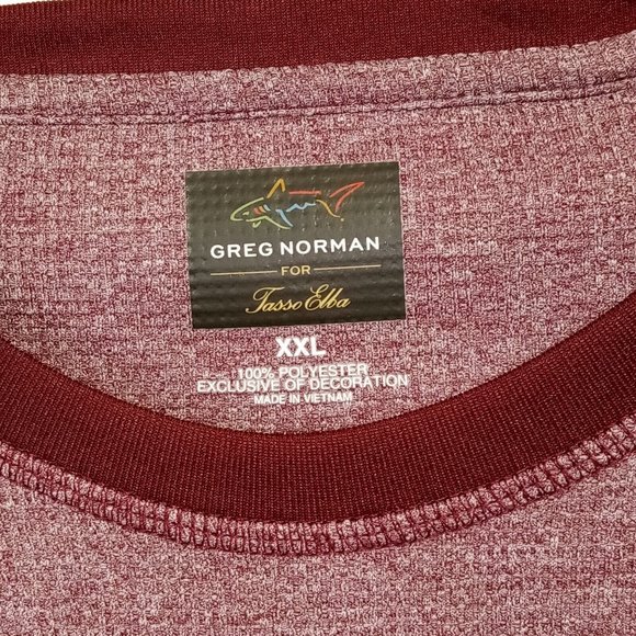 Greg Norman Waffle Knit Pullover Shirt Thermal Tasso Elba Wine/Burgundy XXL EXC - Picture 8 of 10